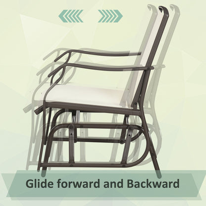 3 Piece Patio Glider Set Outdoor Gliders with Breathable Mesh Seat, Glass Top Table for Garden, Yard, Grey