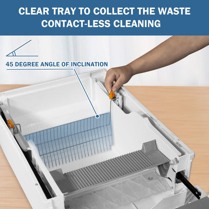 Semi-automatic Cat Litter Box  Pull and Slide rake for Waste Cleaning best design