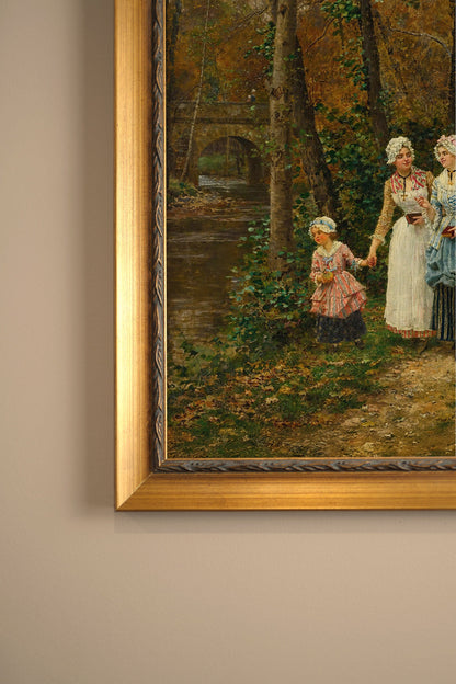 PROMENADE D'AUTOMNE, CADRE VINTAGE OR
