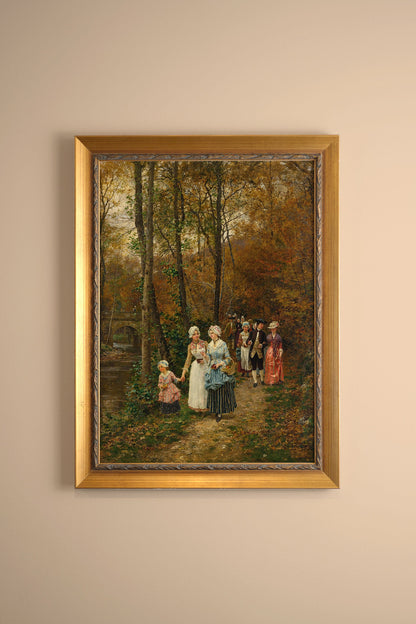PROMENADE D'AUTOMNE, CADRE VINTAGE OR