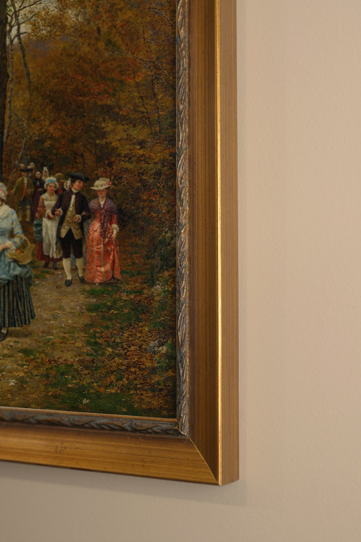 PROMENADE D'AUTOMNE, CADRE VINTAGE OR