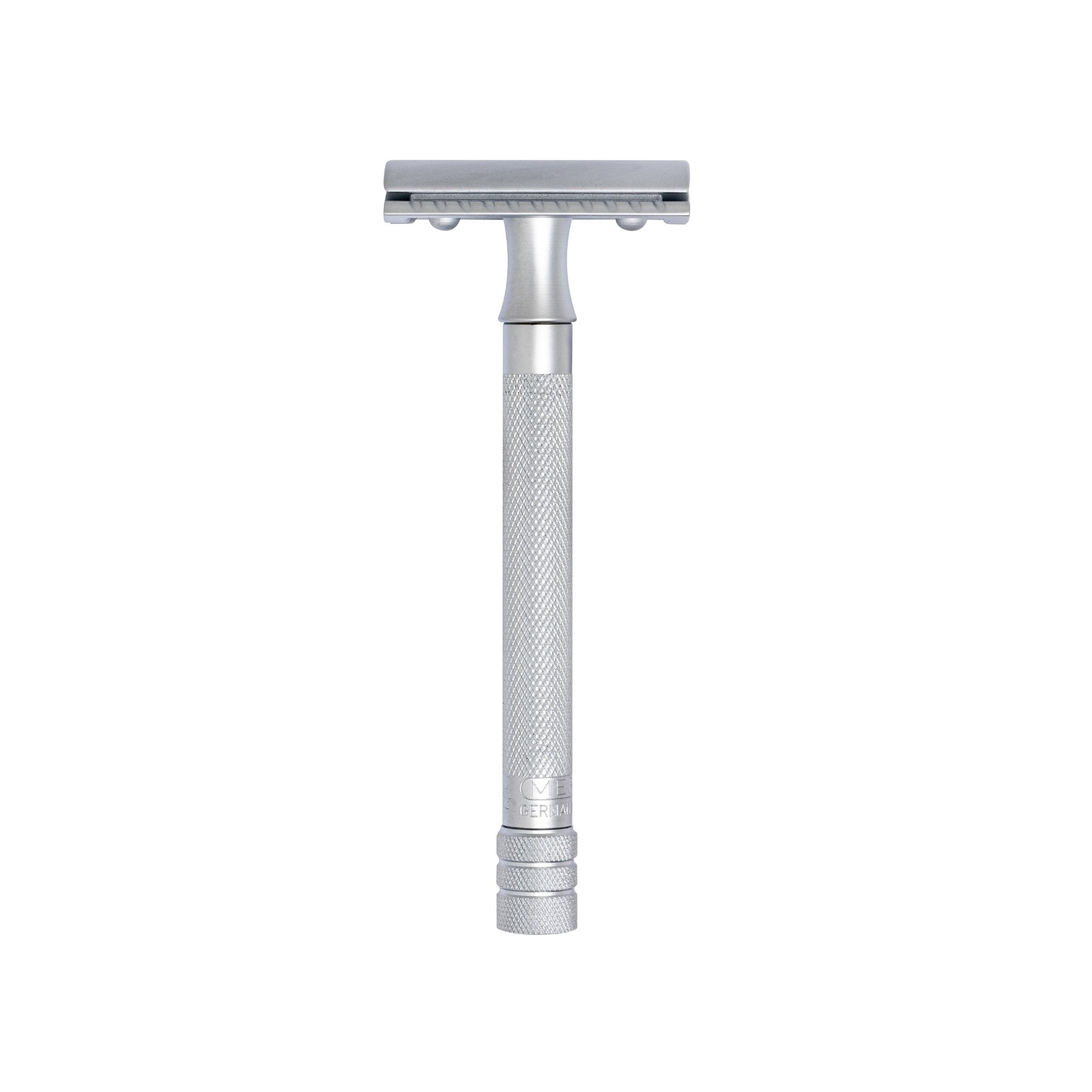 Merkur 3-Piece DE Safety Razor, Closed Comb, Knurled Extra Long Handle, Matte Chrome