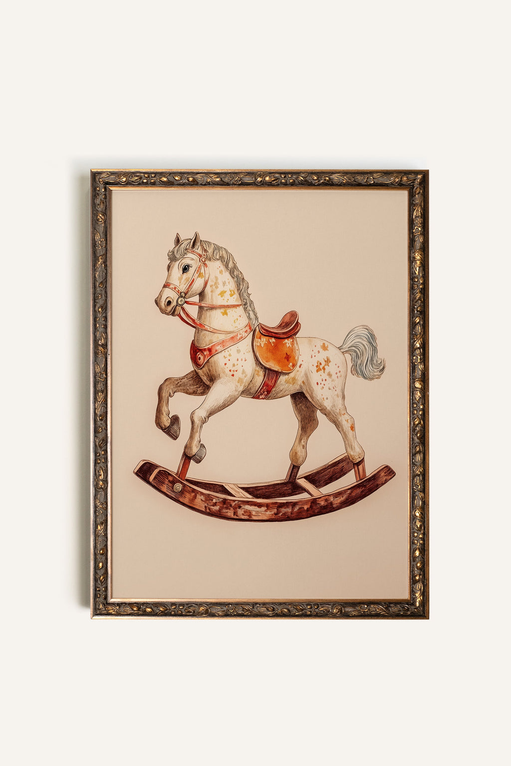 CHEVAL À BASCULE, CADRE VINTAGE BRONZE