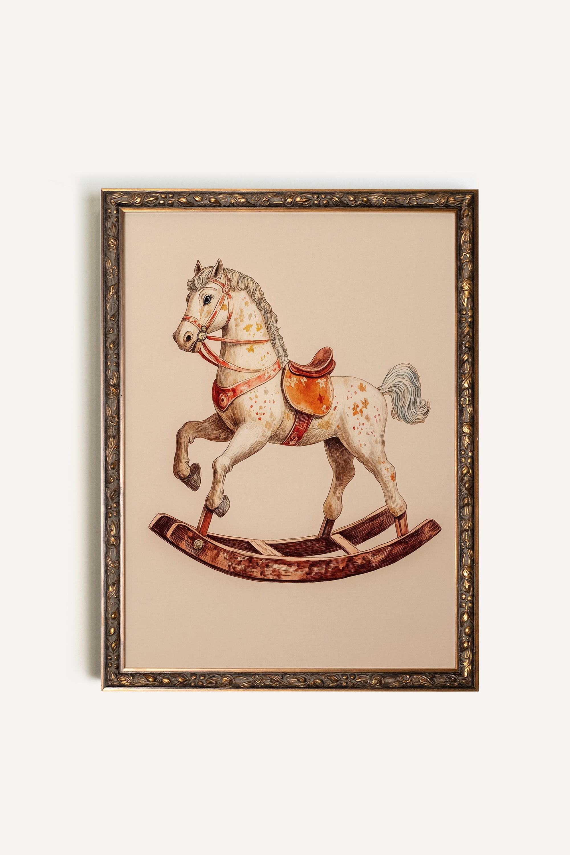 CHEVAL À BASCULE, CADRE VINTAGE BRONZE