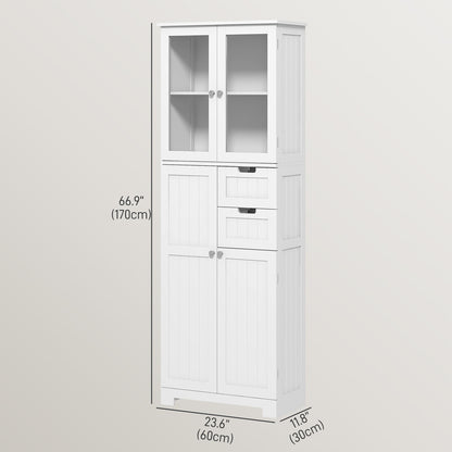 Floor Bathroom Storage Cabinet, Tall Bathroom Cabinet with Adjustable Shelves, for Kitchen, Living Room, White