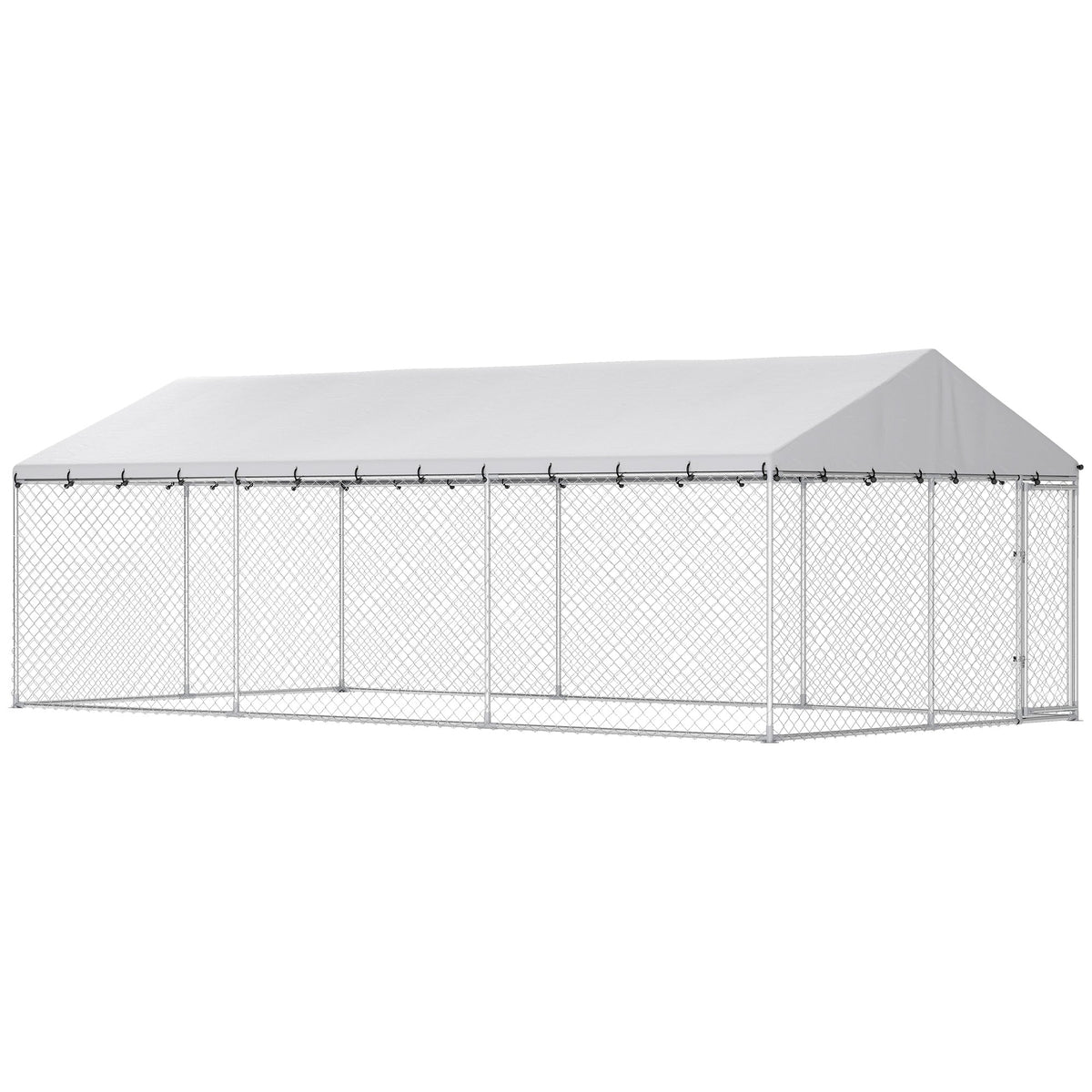 Galvanized Steel Outdoor Dog Kennel with Roof, Safety Lock, for Backyard, 13.1' x 7.5' x 7.8'