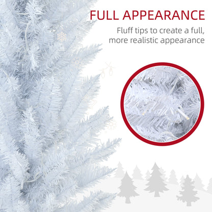 6' Pre Lit Artificial Pencil Christmas Trees, Xmas Tree with Realistic Branches and Warm White LED Lights, Green