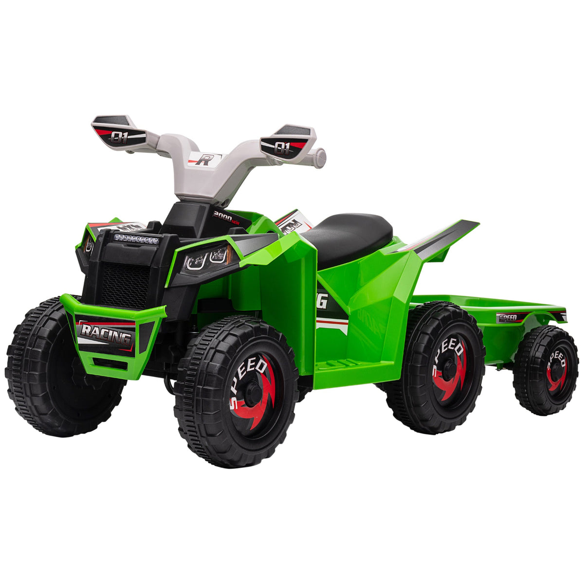 6V Electric Toy Car with Back Trailer, Forward Backward, Wear-Resistant Wheels for Ages 18-36 Months, Red