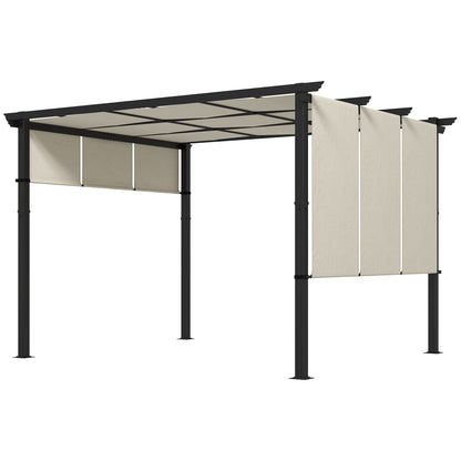 10' x 10' Metal Pergola, Outdoor Pergola with Retractable Canopy, for Garden, Patio, Backyard, Deck, Charcoal Grey