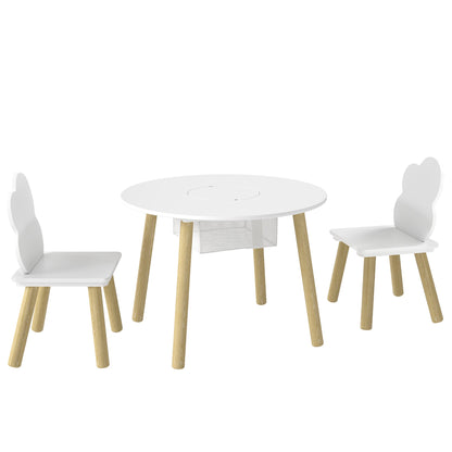 3 Pieces Kids Table and Chair Set, Activity Table and Chair Set with Cloud-Shaped Chairs, Mesh Bag