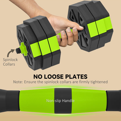 6-in-1 Adjustable Dumbbell Set, Used as Kettlebell, Barbell, Dumbbell, Push-Up Stand, 44lbs Free Weights Set, Blue