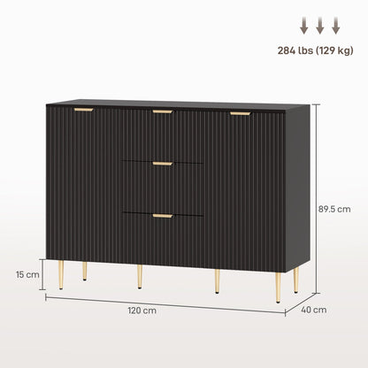 Ellis Modern Kitchen Buffet/Hallway Cabinet with 3 Drawers-Black