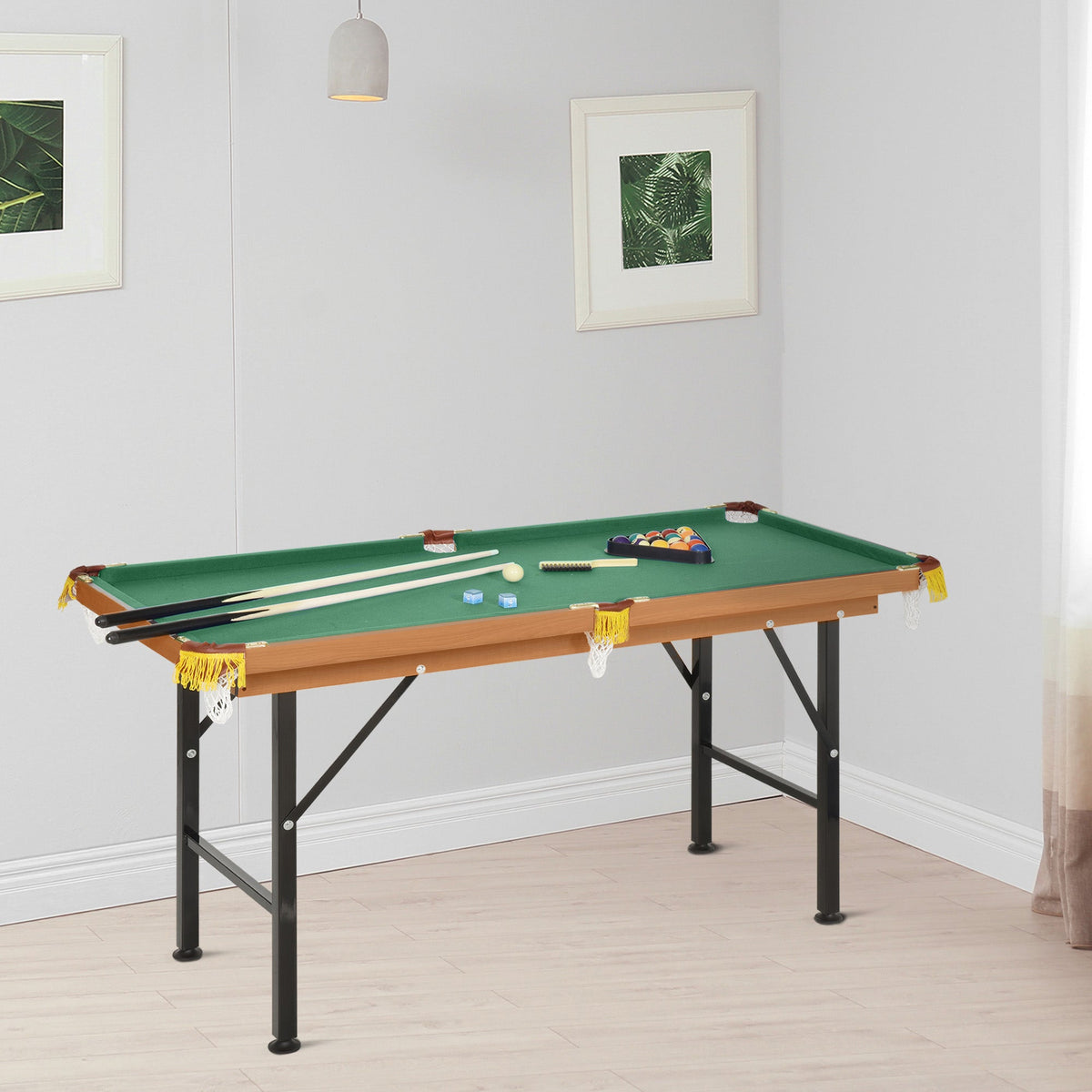 55" Mini Pool Table Portable Billiard Table Includes Cues, Ball, Chalk, Rack, Blue