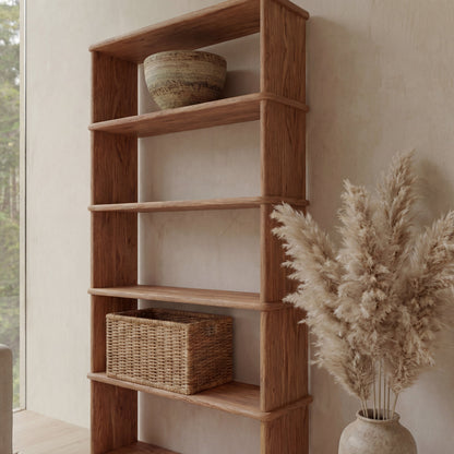 5 shelf bookcase in red oak