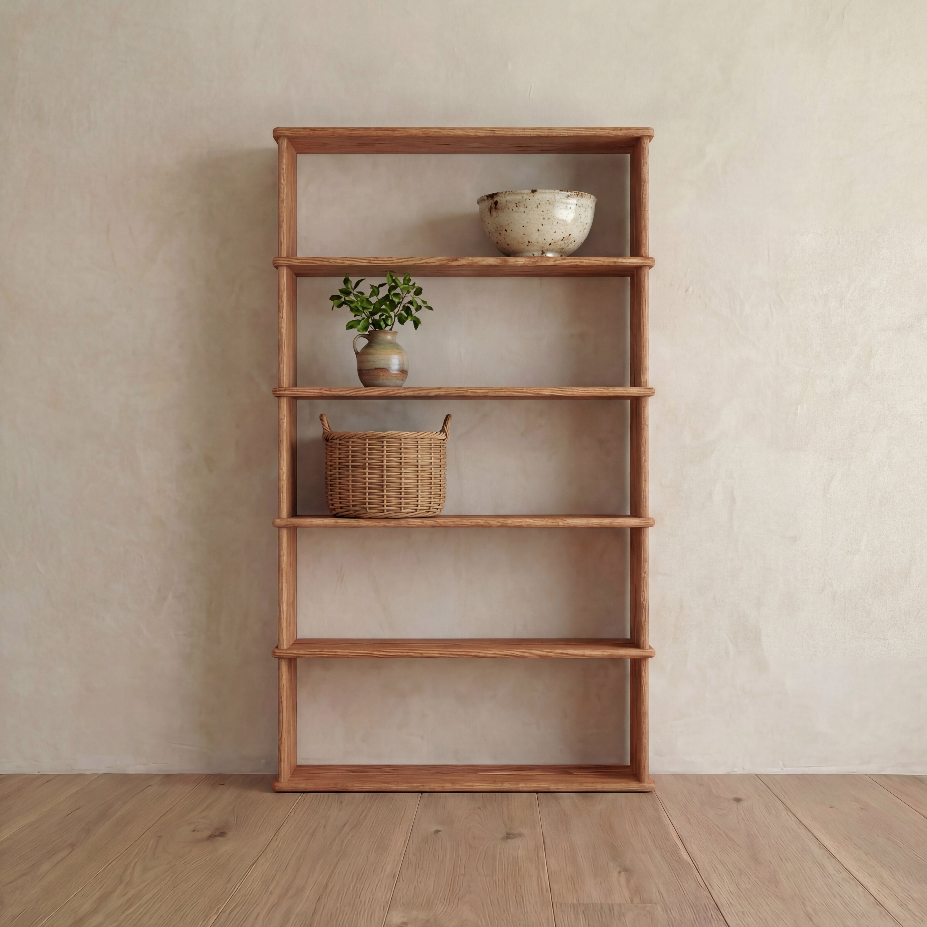 5 shelf bookcase in red oak
