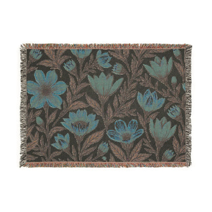 Woven Blanket — Boho Floral Throw Blanket, Vintage-Inspired Tulip & Poppy Pattern