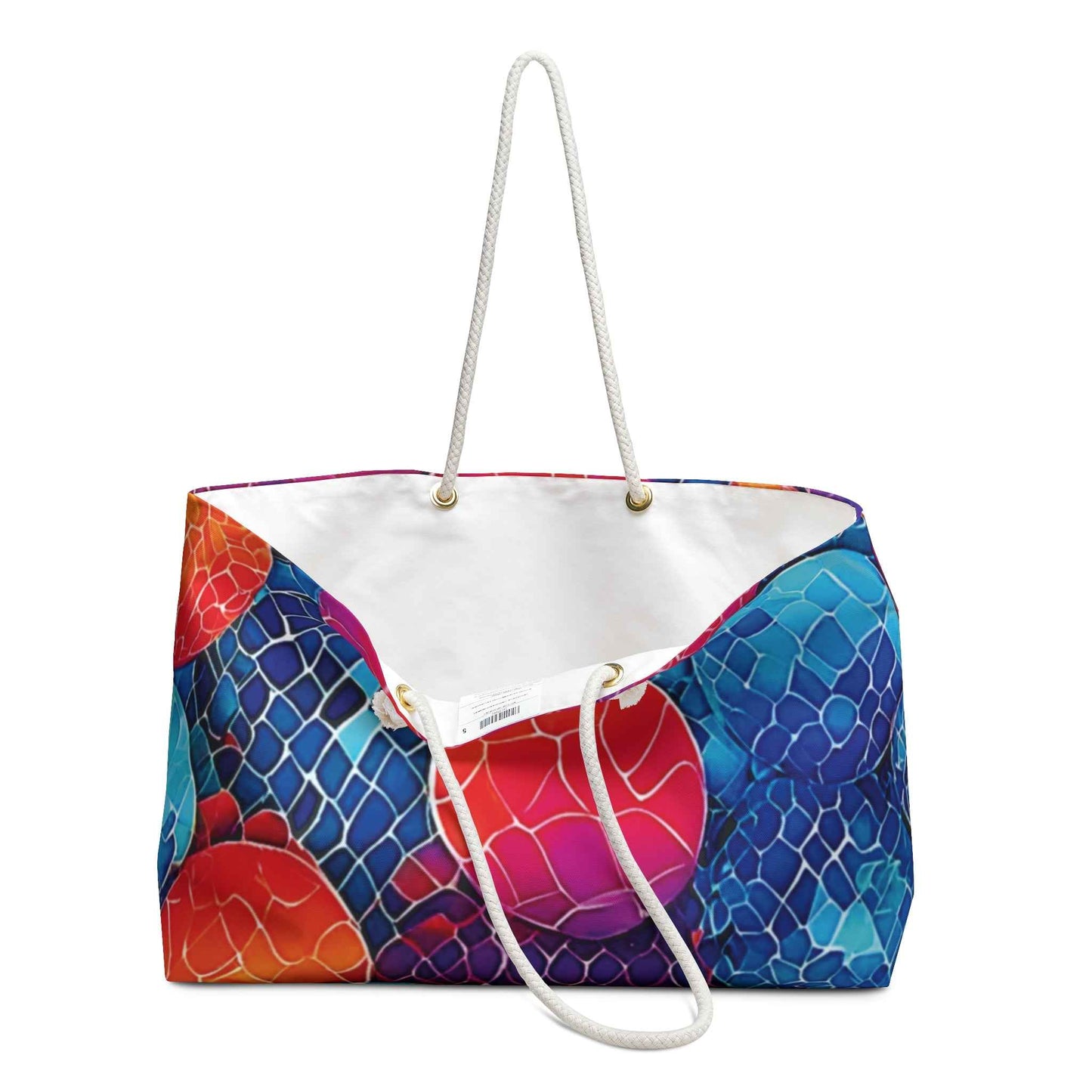 Vibrant Mosaic Bubbles Weekender Bag | Colorful Beach Large Tote Bag