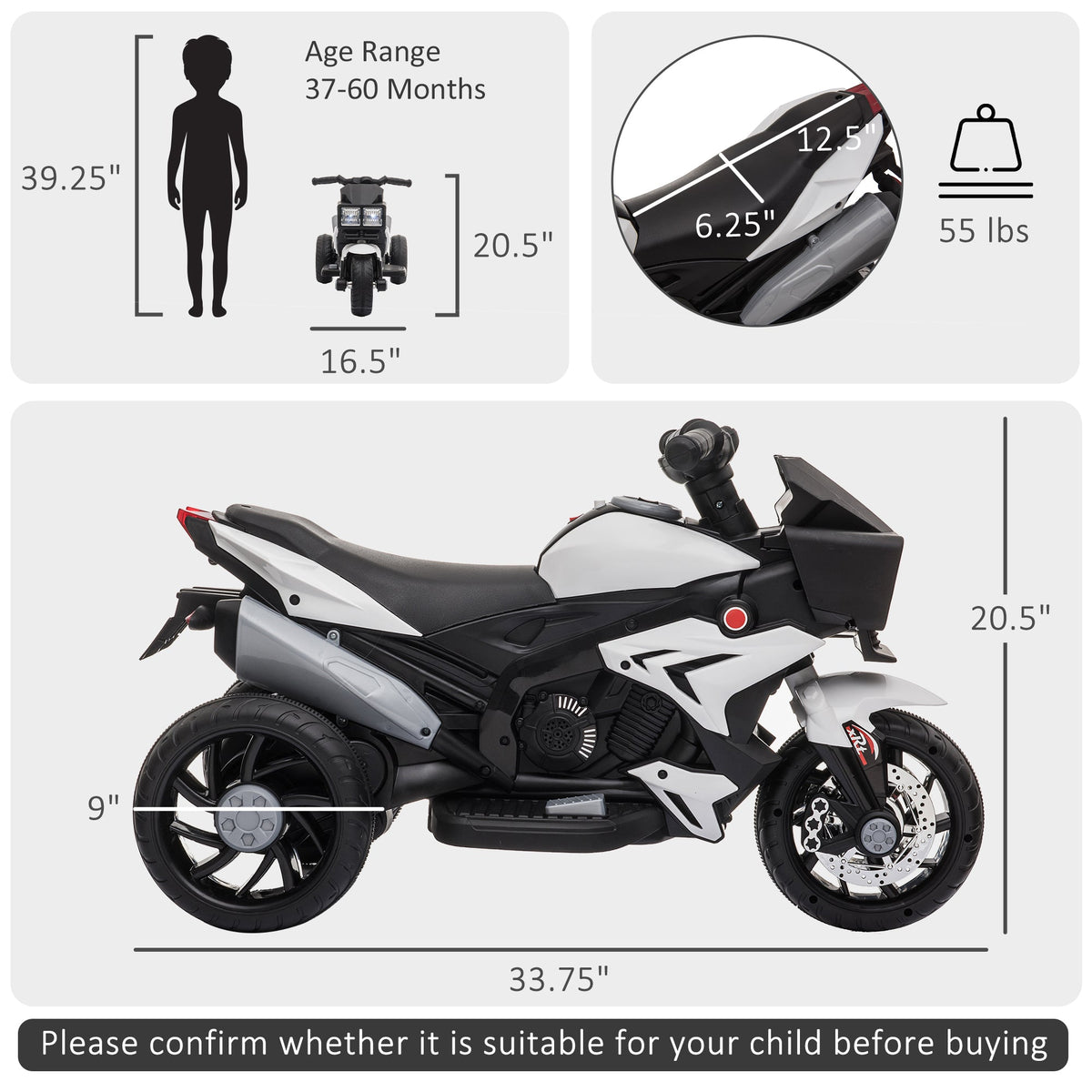Kids Electric Pedal Motorcycle Ride-On Toy 6V Battery Powered w/ Music Horn Headlights Motorbike for Girls Boy Blue