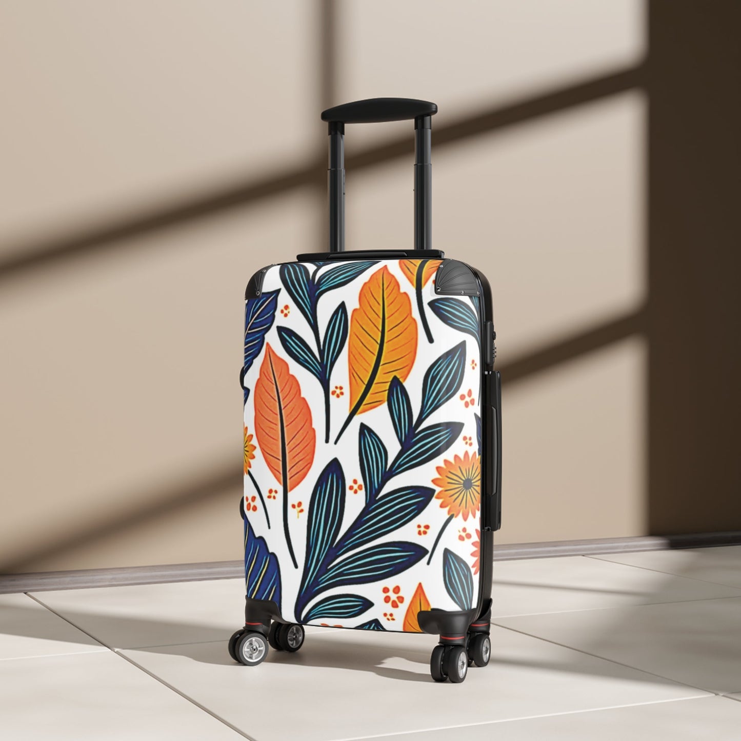 Floral Leaves Carry-On Suitcase — Colorful Botanical Travel Luggage
