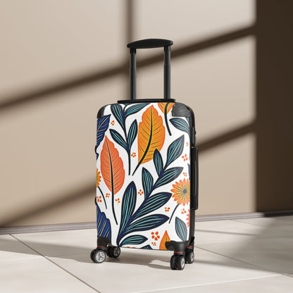 Floral Leaves Carry-On Suitcase — Colorful Botanical Travel Luggage