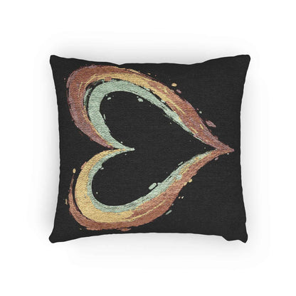 Painted Heart Pillow | Woven Decorative Pillow, Boho Heart Throw Pillow