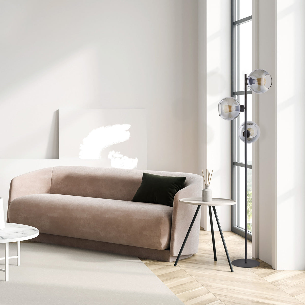 CUBUS Graphite Scandinavian Floor Lamp for Living Room, Bedroom & Office – Modern Minimalist Lighting (Clearance)