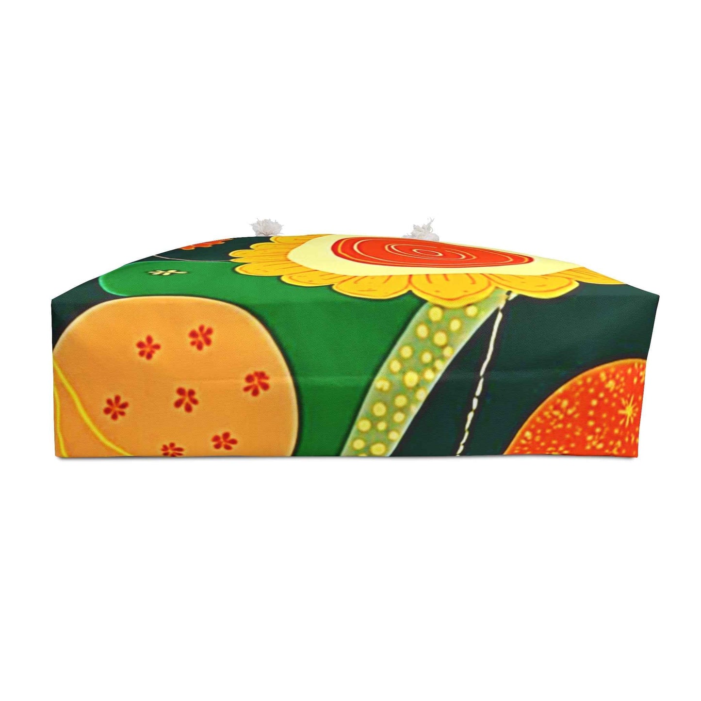 Floral Retro Pattern Weekender Bag | Bright Orange Green Large Tote Bag