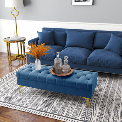End of Bed Bench, Upholstered Bench, Entryway Shoe Bench with Button Tufted for Living Room, Bedroom, Blue