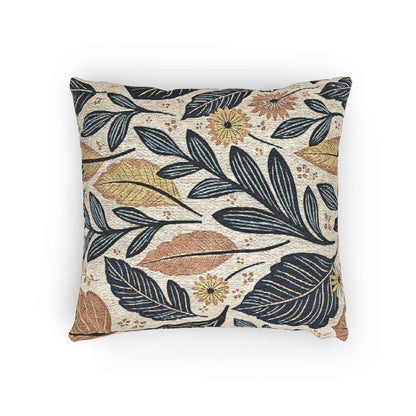 Botanical Leaf Pattern Pillow | Woven Floral Foliage Throw Cushion