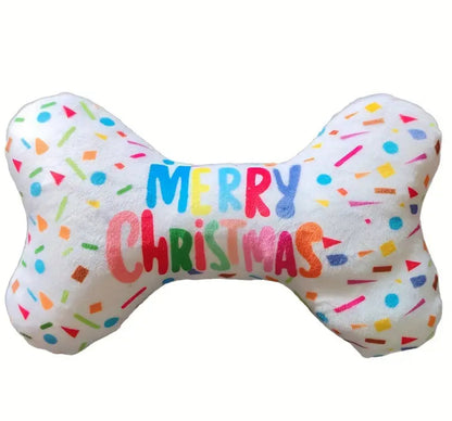 Merry Christmas Bone Dog Toy | Holiday Dog Toy