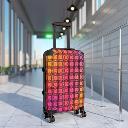 Colorful Geometric Tile Carry-On Suitcase — Vibrant Gradient Travel Luggage