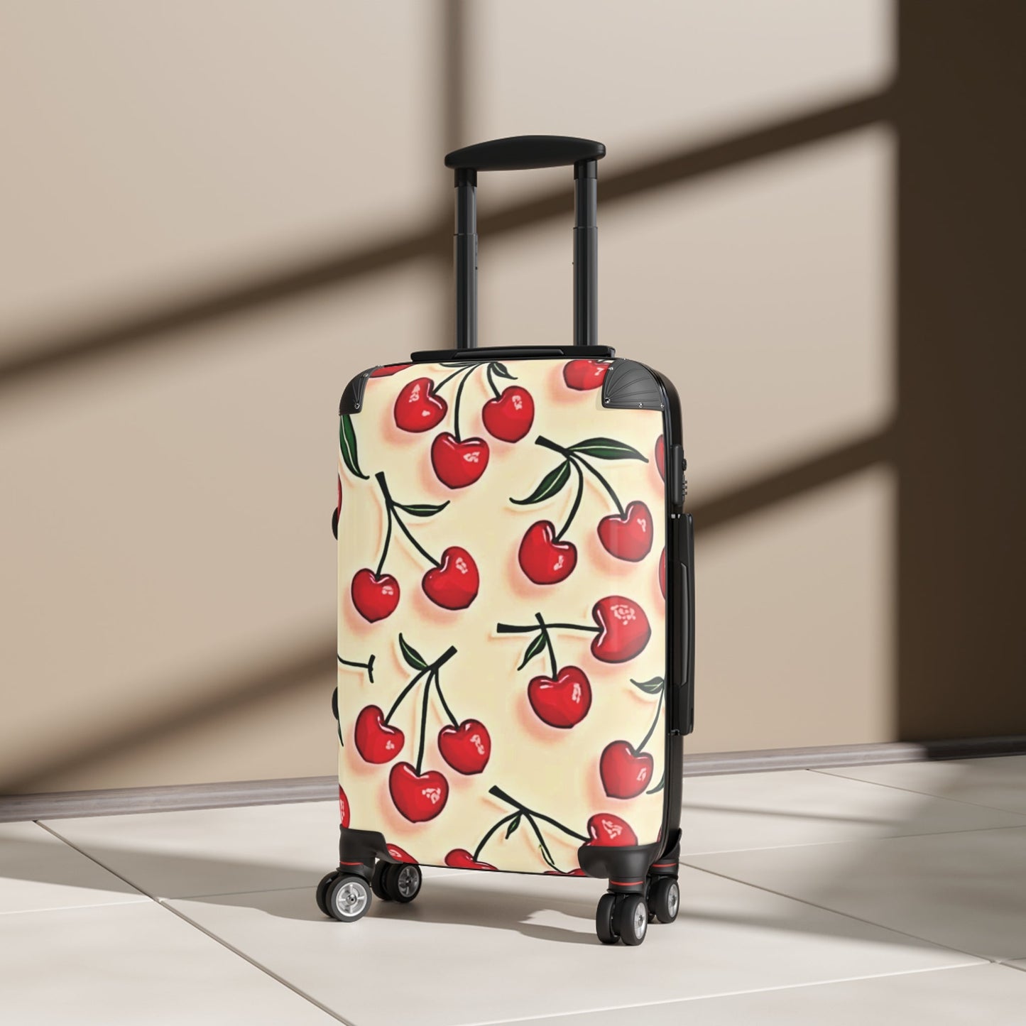 Cherry Print Suitcase — Retro Red Cherries Carry-On Luggage Cover