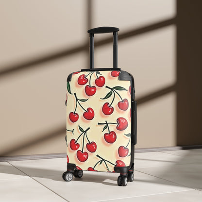 Cherry Print Suitcase — Retro Red Cherries Carry-On Luggage Cover