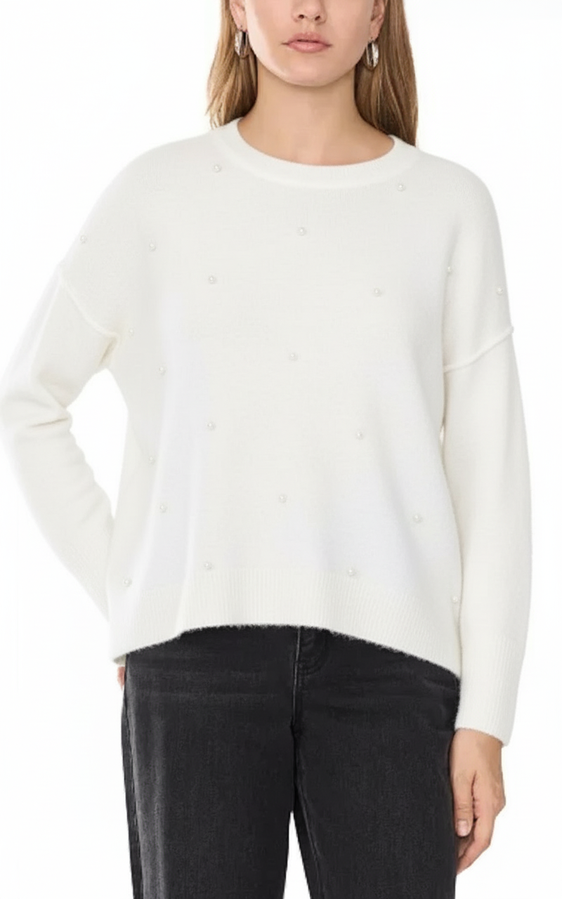 Sam & Jess                                             Women’s Embellished Pearl Crewneck Sweater