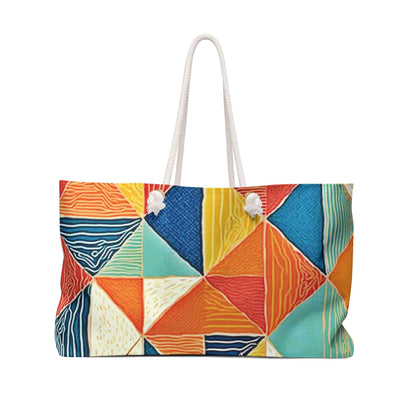 Colorful Geometric Triangle Pattern Weekender Bag | Bright Travel Tote | Beach Tote | Large Tote Bag| Mom carry on bag