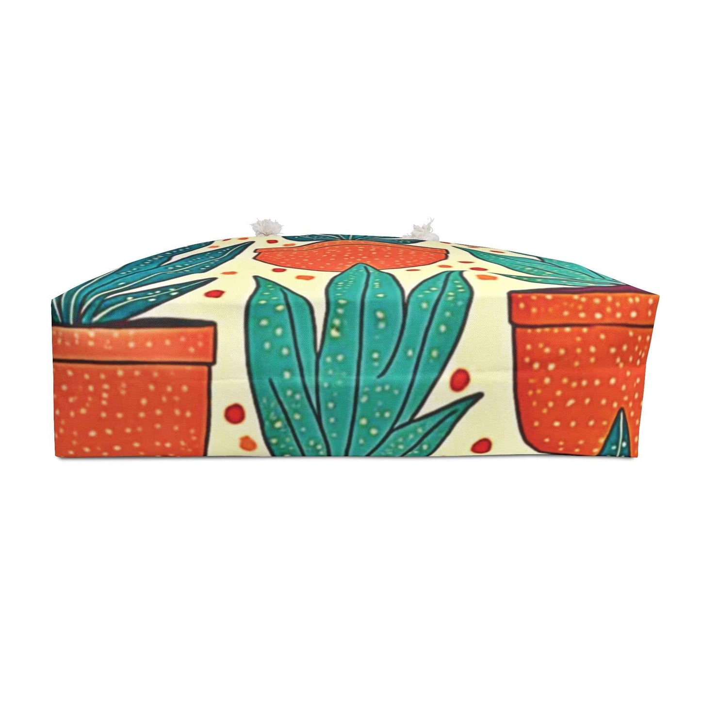 Potted Succulent Pattern Weekender Bag | Tropical Plant Large Tote Bag