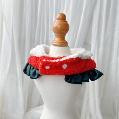 Christmas Pet Bandana – Festive Fur-Trim Holiday Accessory