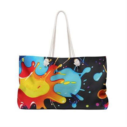 Neon Paint Splat Weekender bag | Colorful Splash Tote | Large Tote Bag