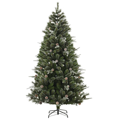 6FT Artificial Christmas Snow Pine Tree Holiday Home Xmas Decoration with Automatic Open, Pinecone, Green