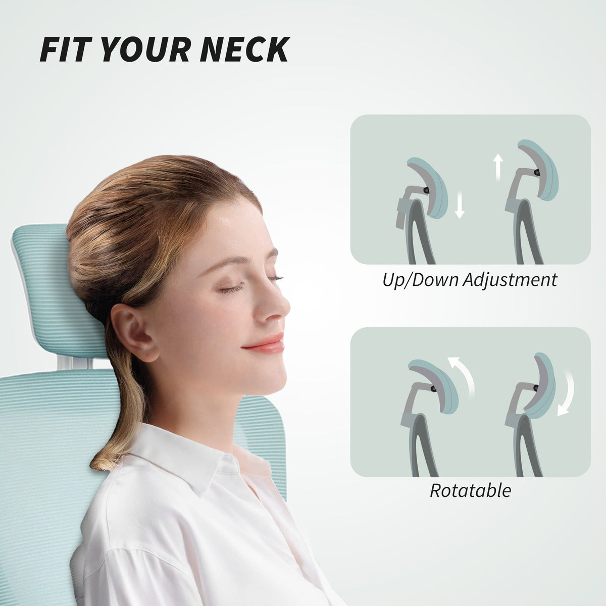 Ergonomic Office Chair, Mesh Desk Chair with Adjustable Headrest, Lumbar Support and Height, Flip-Up Armrests, Black