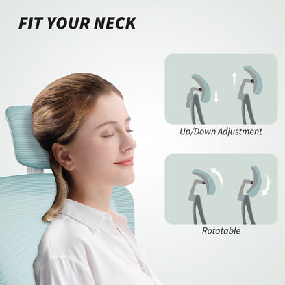 Ergonomic Office Chair, Mesh Desk Chair with Adjustable Headrest, Lumbar Support and Height, Flip-Up Armrests, Black