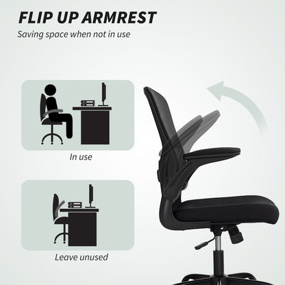 Ergonomic Mesh Office Chair with 4D Lumbar Support, Swivel Desk Chair with Flip-up Armrests, Tilt Function, Black