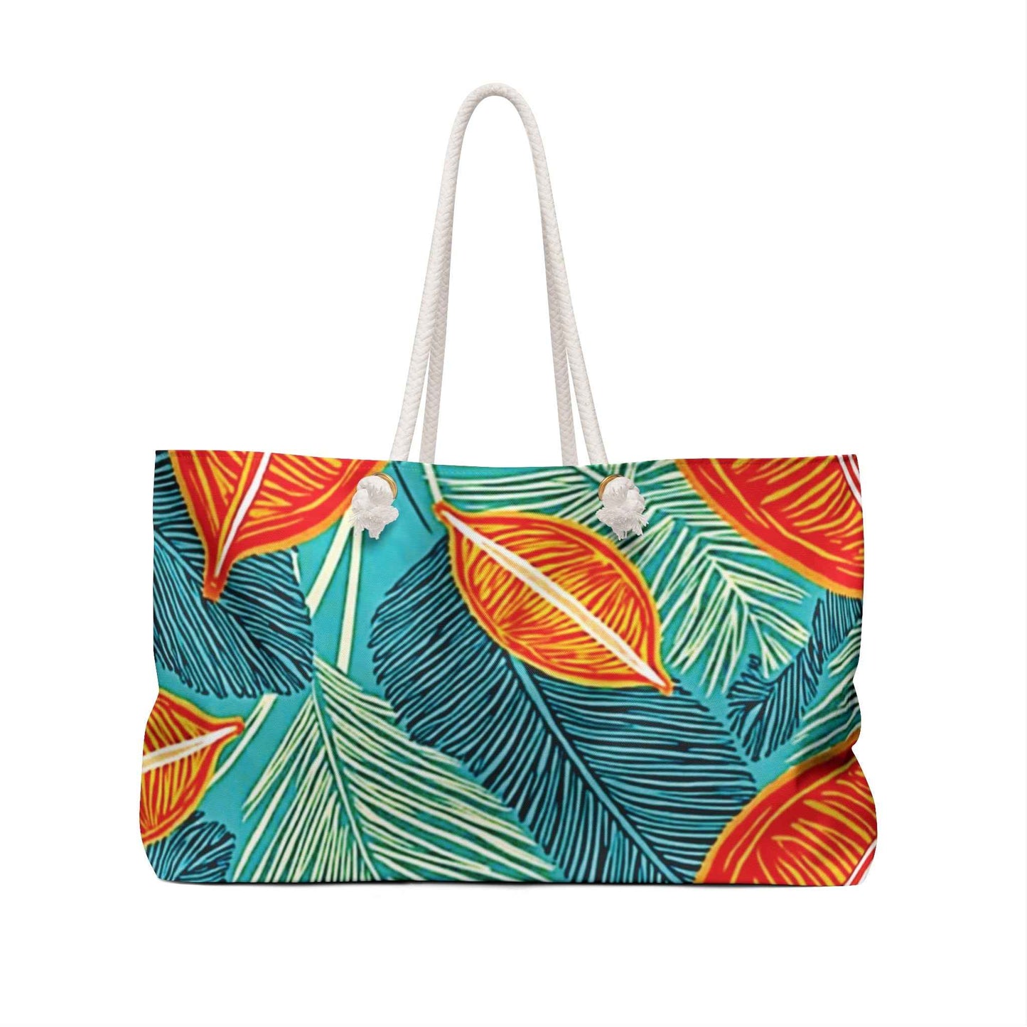 Tropical Palm Leaves Weekender Bag | Beach Tote, Travel Carryall, Large Tote Bag