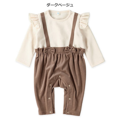 西松屋 ELFINDOLL 裏起毛ニットコールレイヤード風長袖カバーオール 正規品