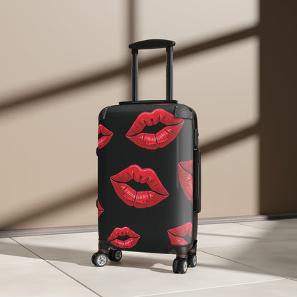 Kiss Print Carry-On Suitcase — Red Lipstick Travel Luggage