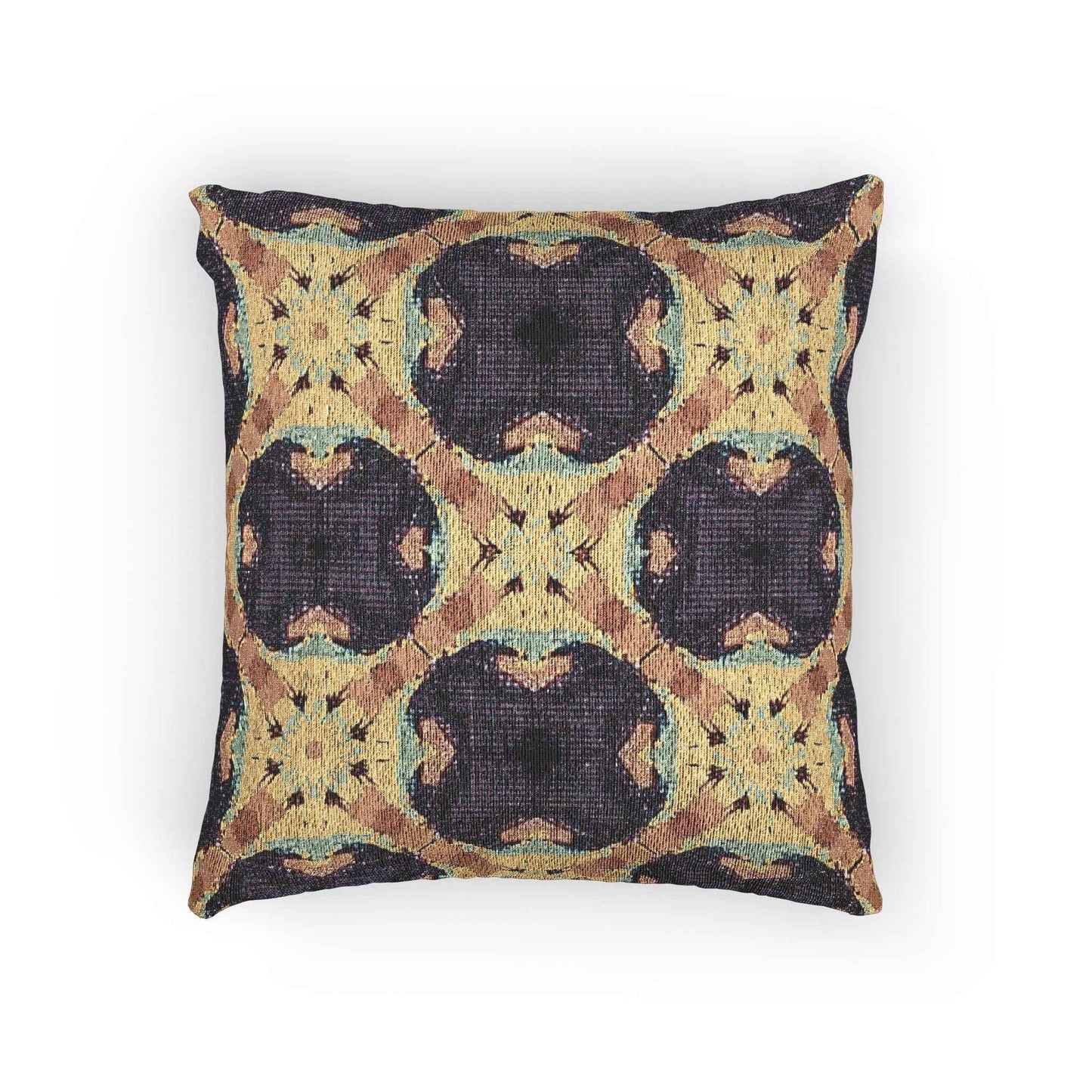 Geometric Mosaic Pattern Woven Pillow | Boho Tile Throw Cushion