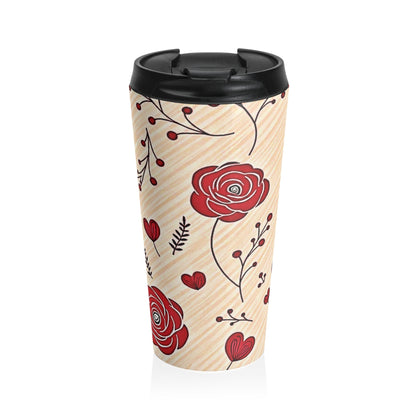 Red Rose Floral Travel Mug | Stainless Steel Tumbler