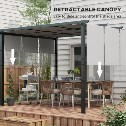 10' x 10' Metal Pergola, Outdoor Pergola with Retractable Canopy, for Garden, Patio, Backyard, Deck, Charcoal Grey