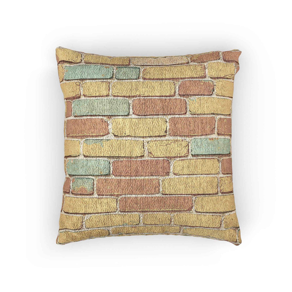 Pastel Brick Pattern Woven Pillow | Rustic Geometric Throw Pillow