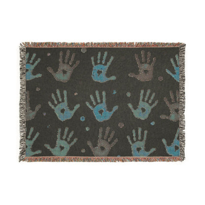 Handprint Woven Blanket — Cozy Decorative Throw with Playful Handprint Pattern